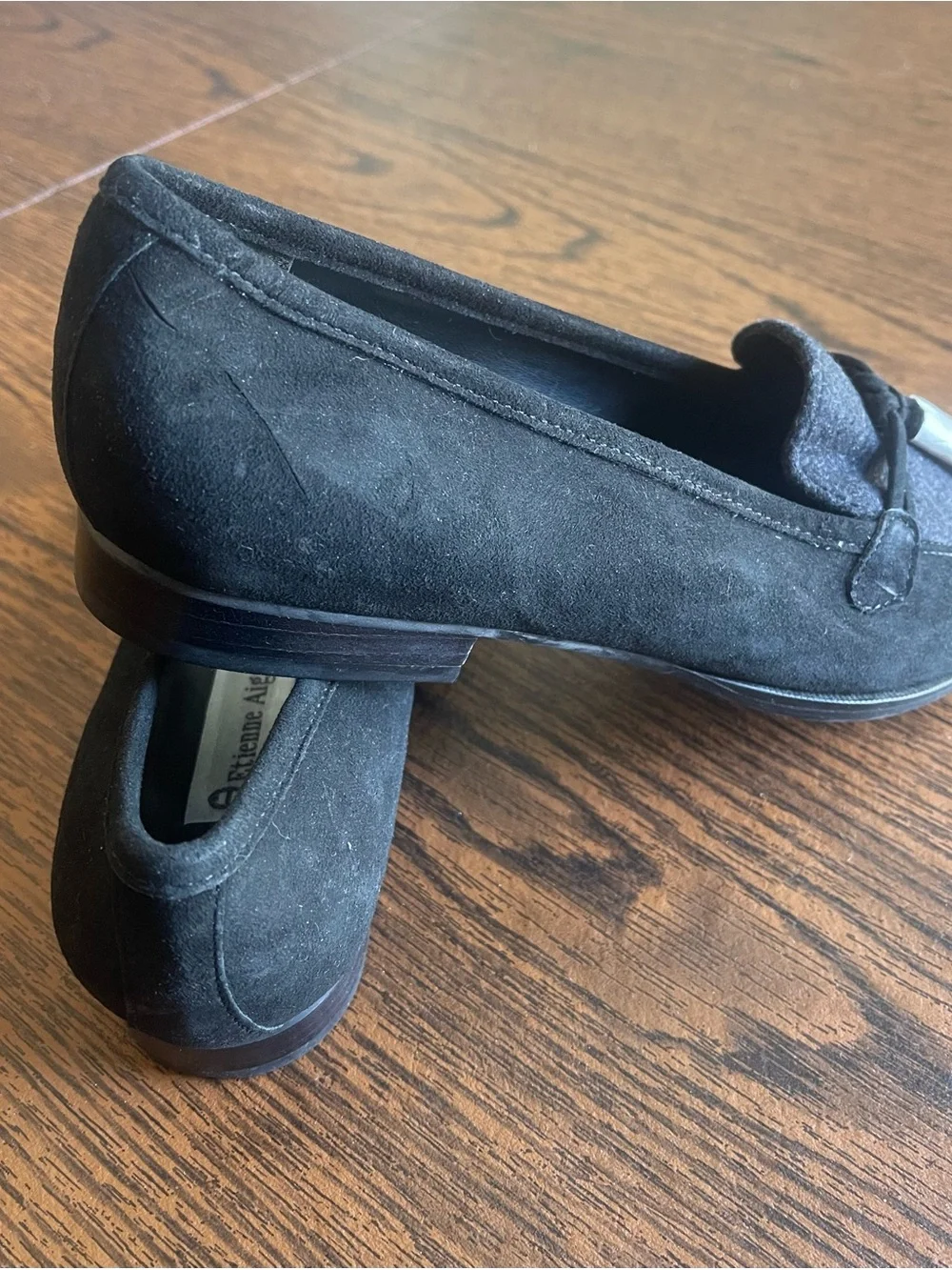 Etienne Aigner Black Felt Tassel Loafers